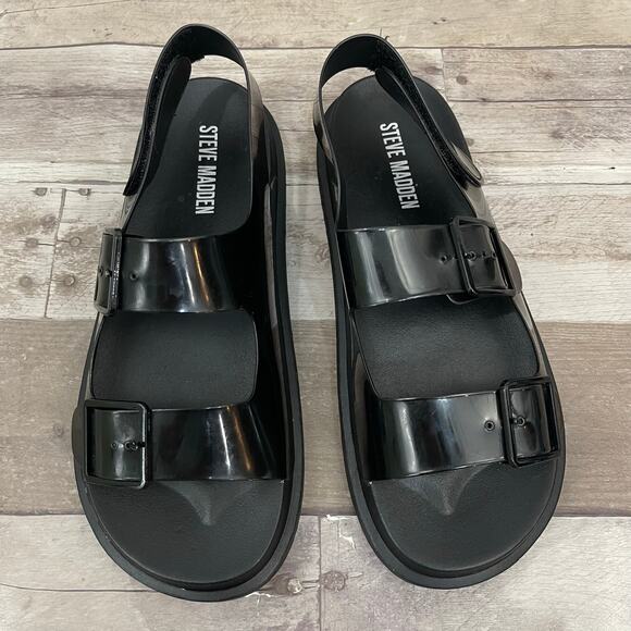 Steve Madden Platform Chunky Jelly Sandals Black Size 9 Y2K Grunge - Picture 1 of 10